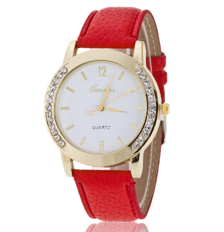 Geneva Leather Strap Watch for Women