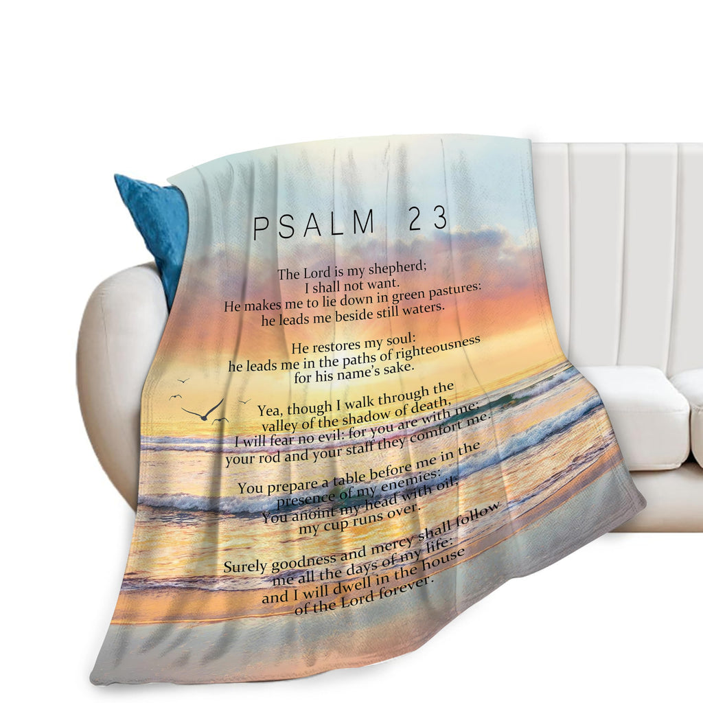 Psalm 23 Blanket Christian Gifts Religious Bible Verse Scripture Throw Blanket Comfy Plush Flannel Fleece Warm Soft Fluffy Fuzzy Blanket for Prayer Women Teens for Bed Sofa Couch 40"X50"