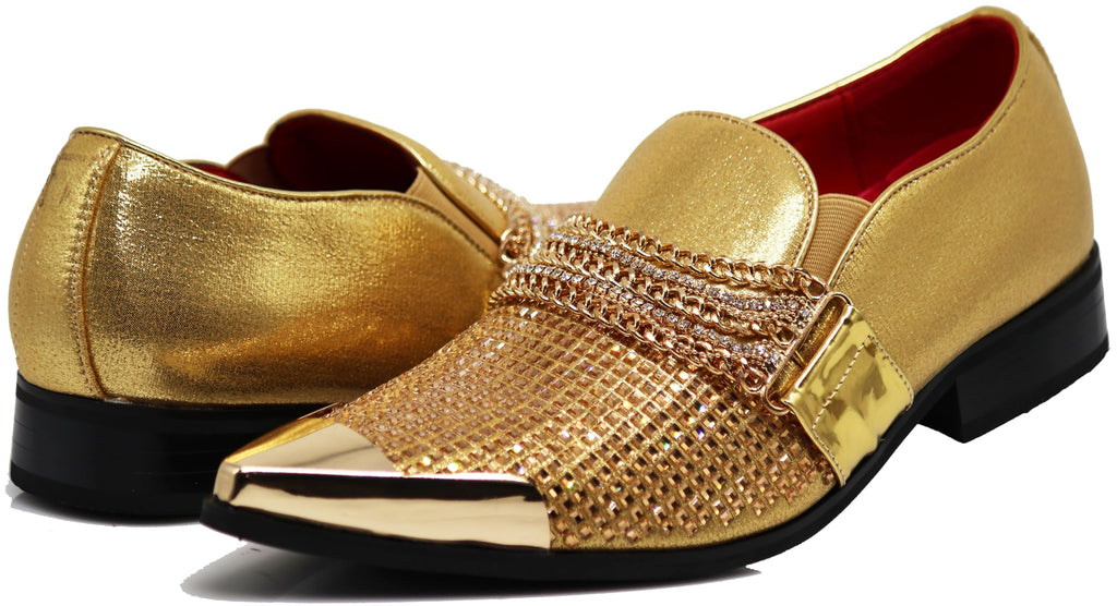 Enzo Romeo Crisino Men Rhinestone Chrome Toe Suede Pointy Buckle Dress Loafer Slip On Shoes (Size 13)
