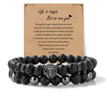 8mm Black Obsidian Onyx Hematite Lava Volcanic Stone Bracelet Leopard Head Bracelet Mens