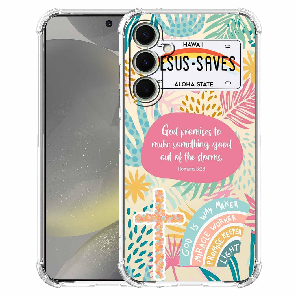 Jesus God for Samsung Galaxy S24 Clear CaseChristian Positivity Quotes Pattern for ChristiansTrendy Soft TPU Protective Case Compatible with (Galaxy S24)