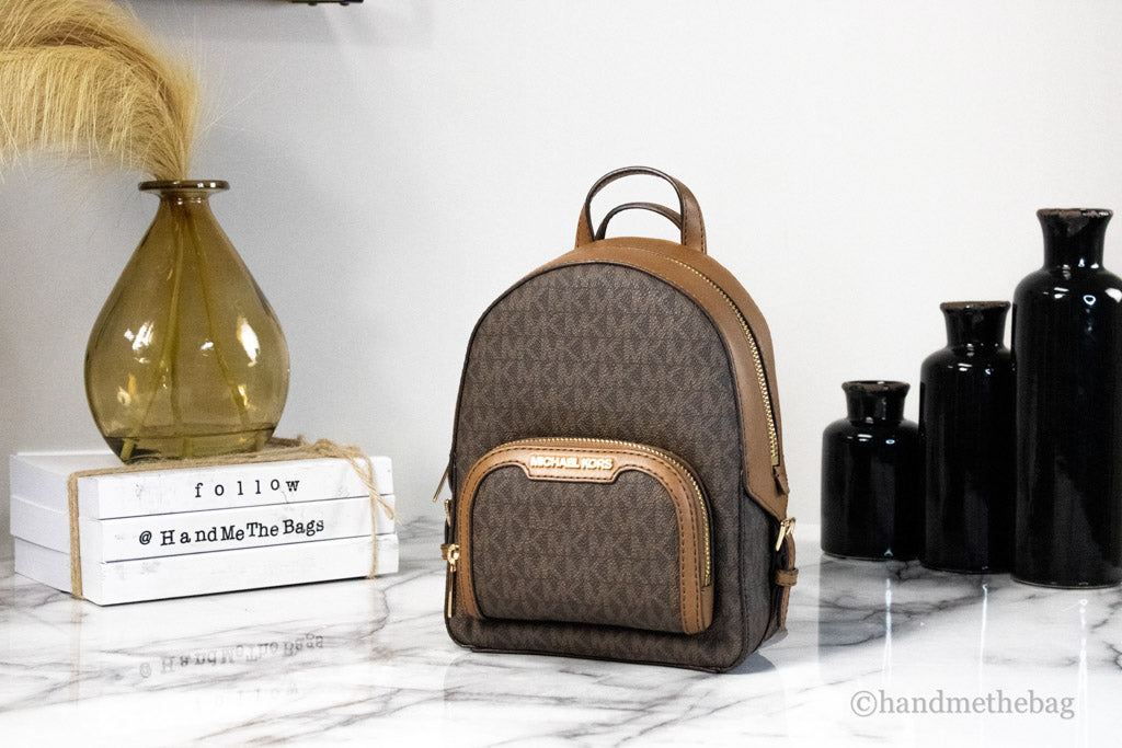 Michael Kors Jaycee Brown PVC Pocket Shoulder Backpack