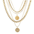 Chunky Gold Necklace for Women Gold Pirate Necklace Gold Layered Link Chain Jewelry for Women (A Coin)